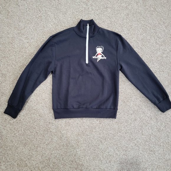 NEW Betty Boop Women’s Quarter Zip Pullover Sweater - Picture 4 of 13
